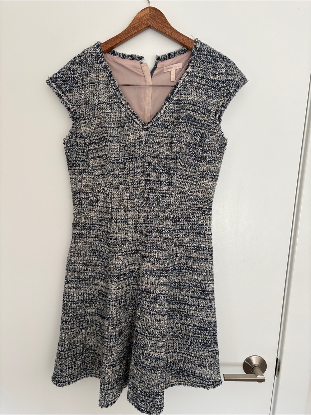 Rebecca Taylor Navy and Blush Tweed A-Line Mini Dress